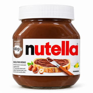 تصویر شیشه کرم کاکائویی فندقی نوتلا ۴۰۰ گرمی با درب سفید و بستهبندی اصلی برند Nutella